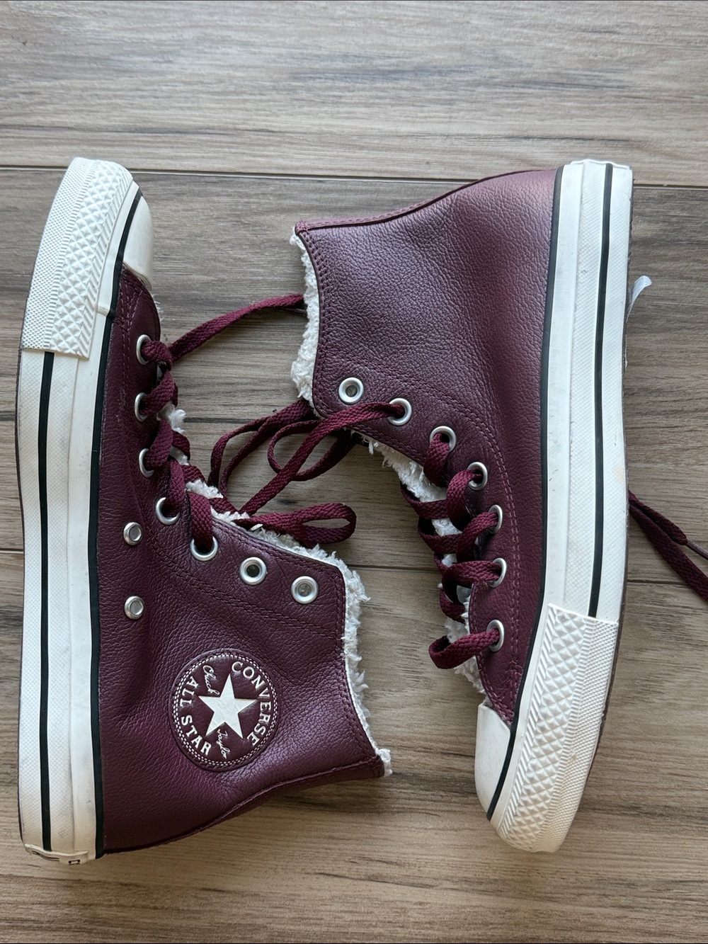 Converse High Top Sneakers - Burgundy and White